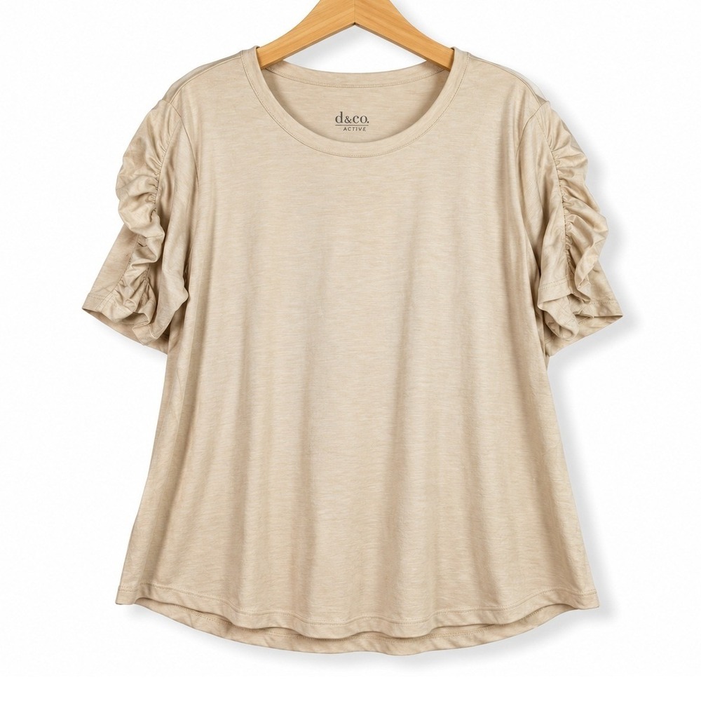 Denim & Co Large Heather Natural Active Cool to the Touch Jersey Tunic A688035